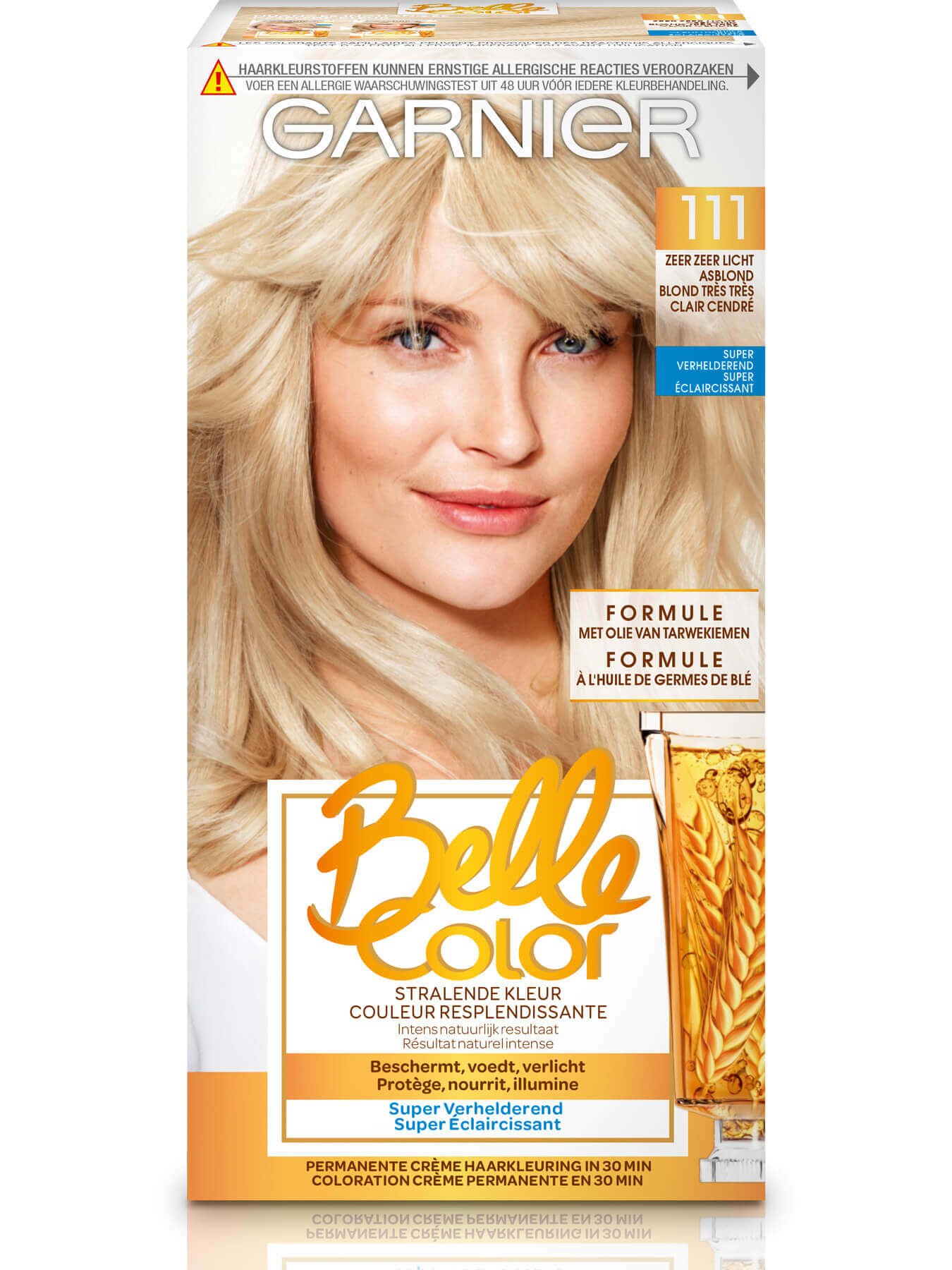 Coloration cheveux belle color 111 blond très très clair cendré | garnier