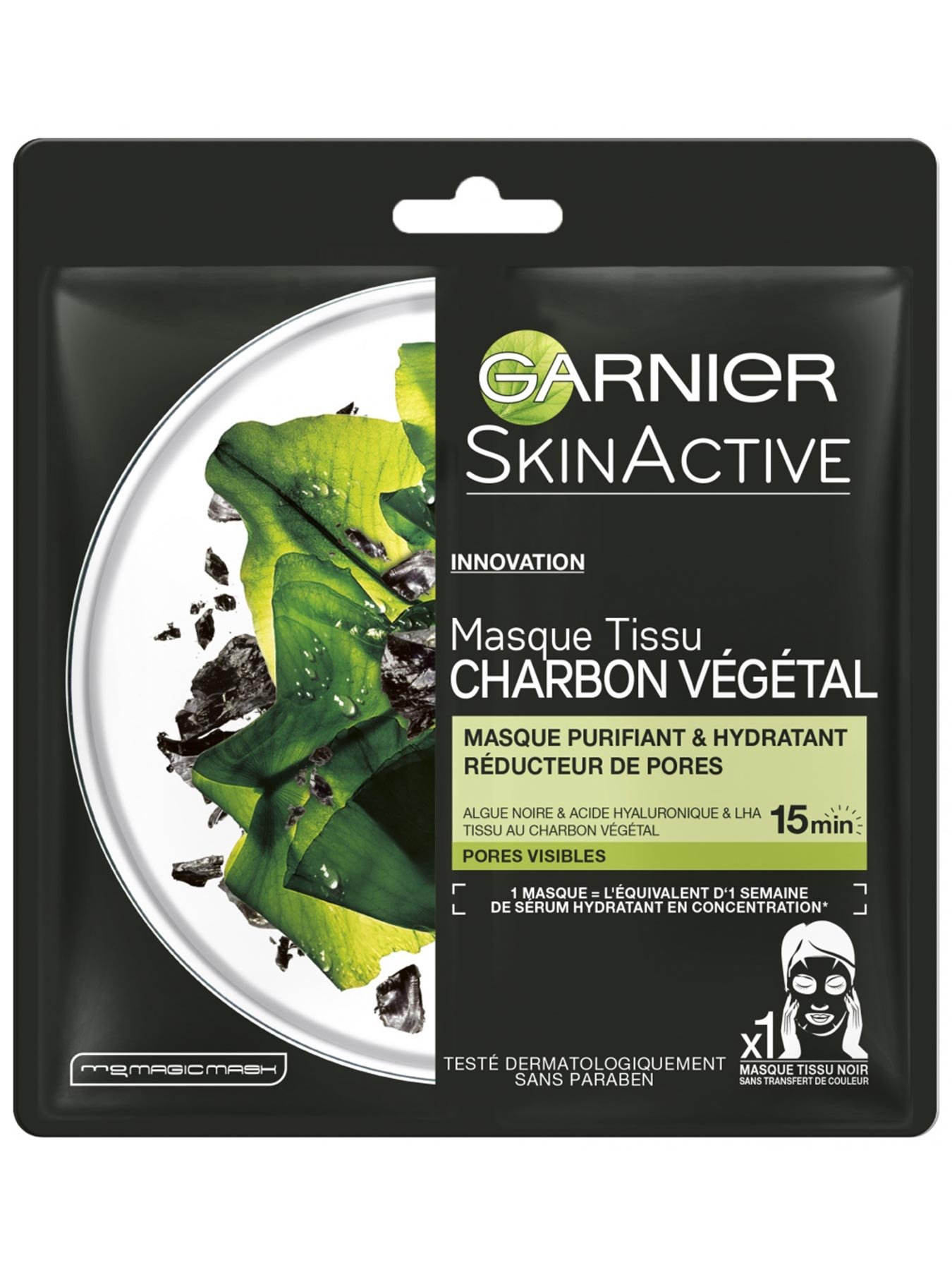 Masque Tissu Purifiant au Charbon et Algues Noires