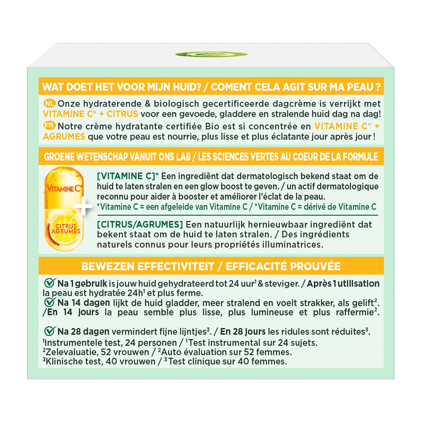 Garnier Bio dagcrème achterkant