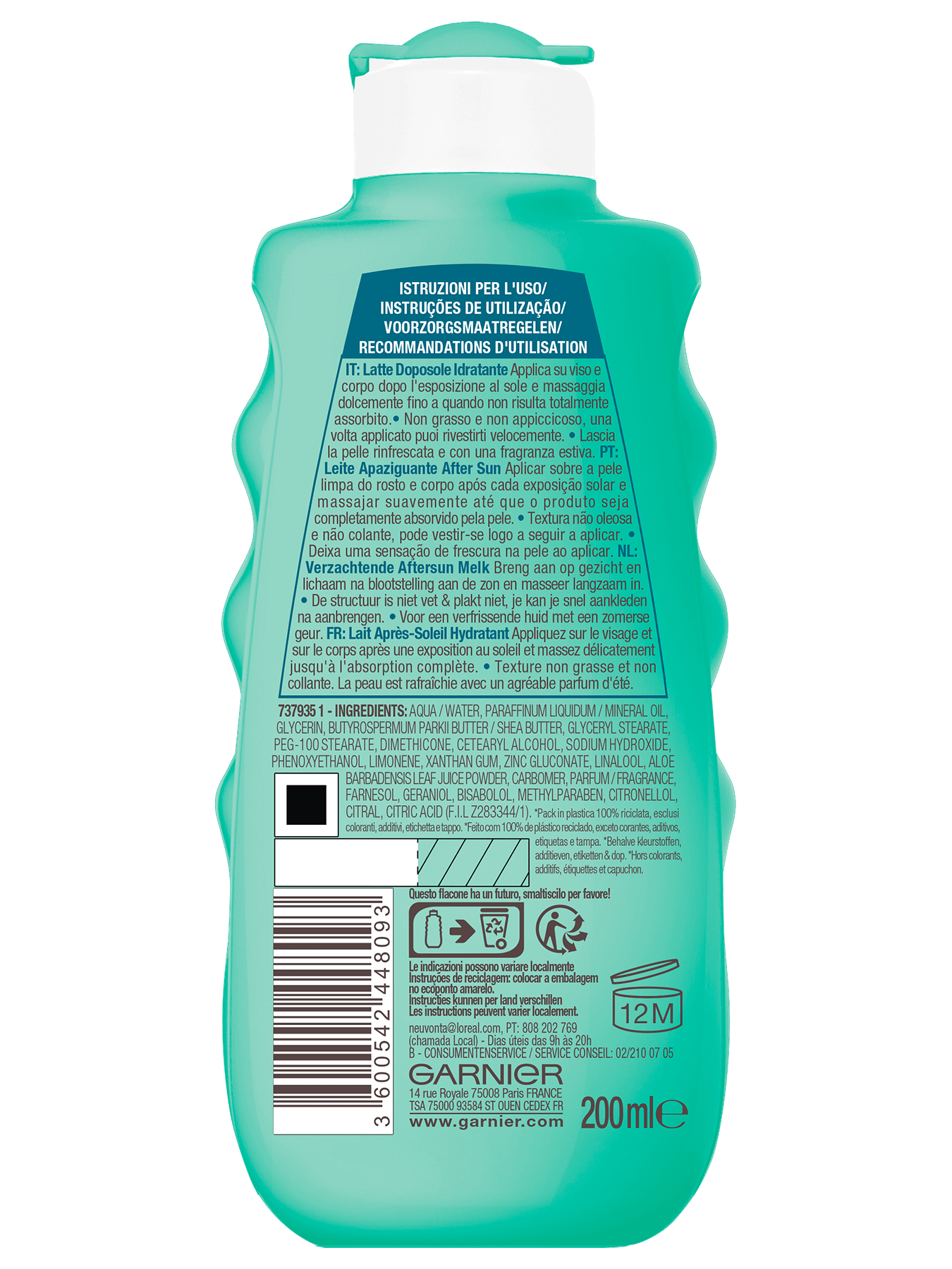 8753429 GAR Ambre Solaire Soothing AfterSun Melk 200ml 2023 back 3000x3000png master (1)
