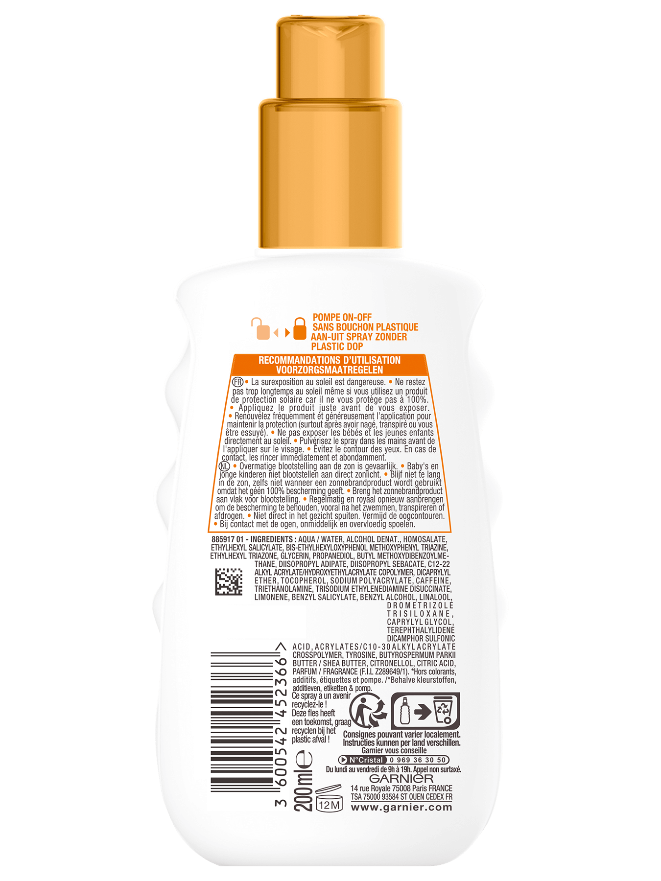 GAR Ambre Solaire Ideal Bronze Spray spf20 200ml 2021 back 3000x3000px