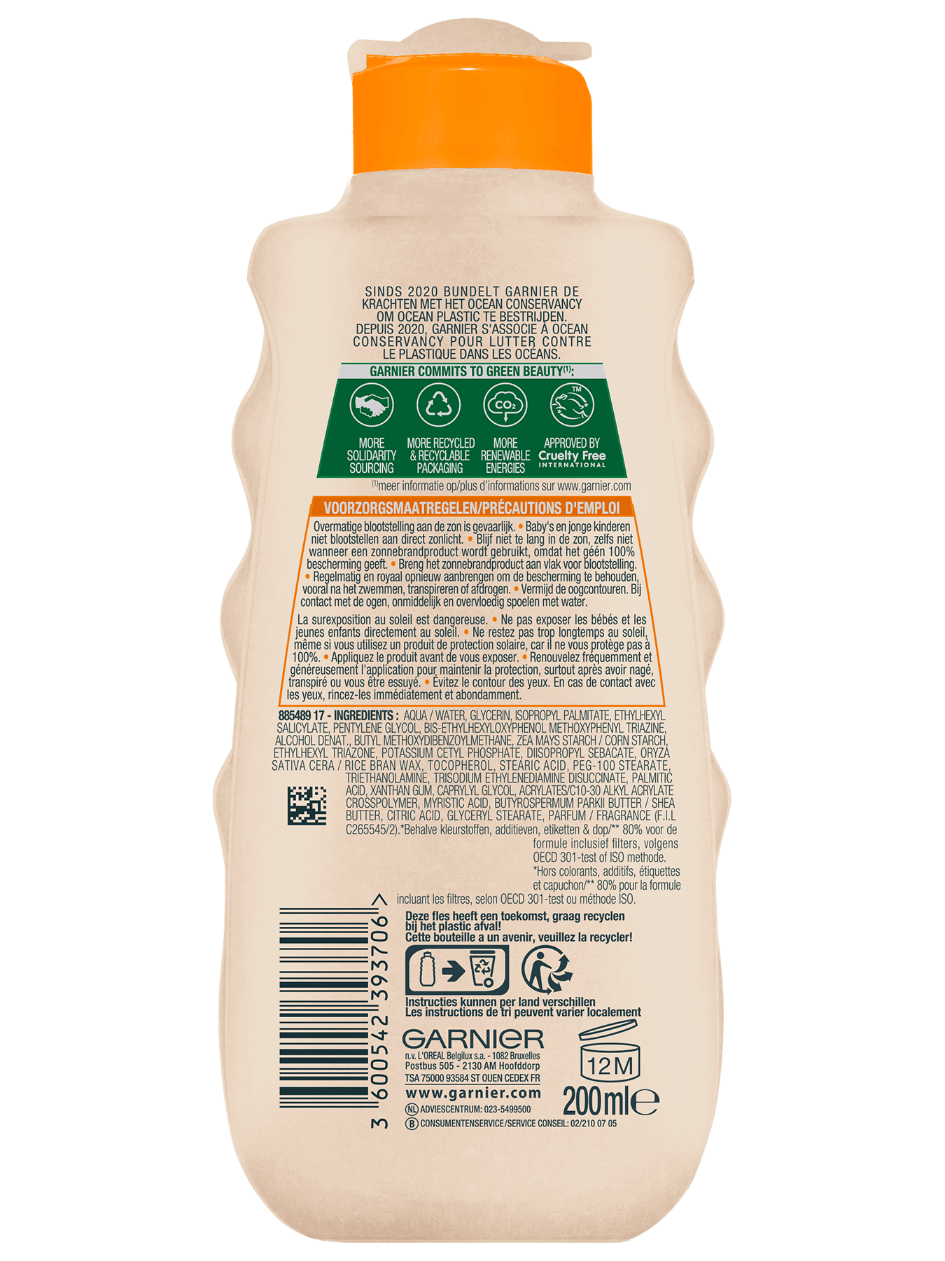 8236540 GAR Ambre Solaire Eco Designed Zonnemelk spf50 200ml Kraft 2022 back 3000x3000png master (1)